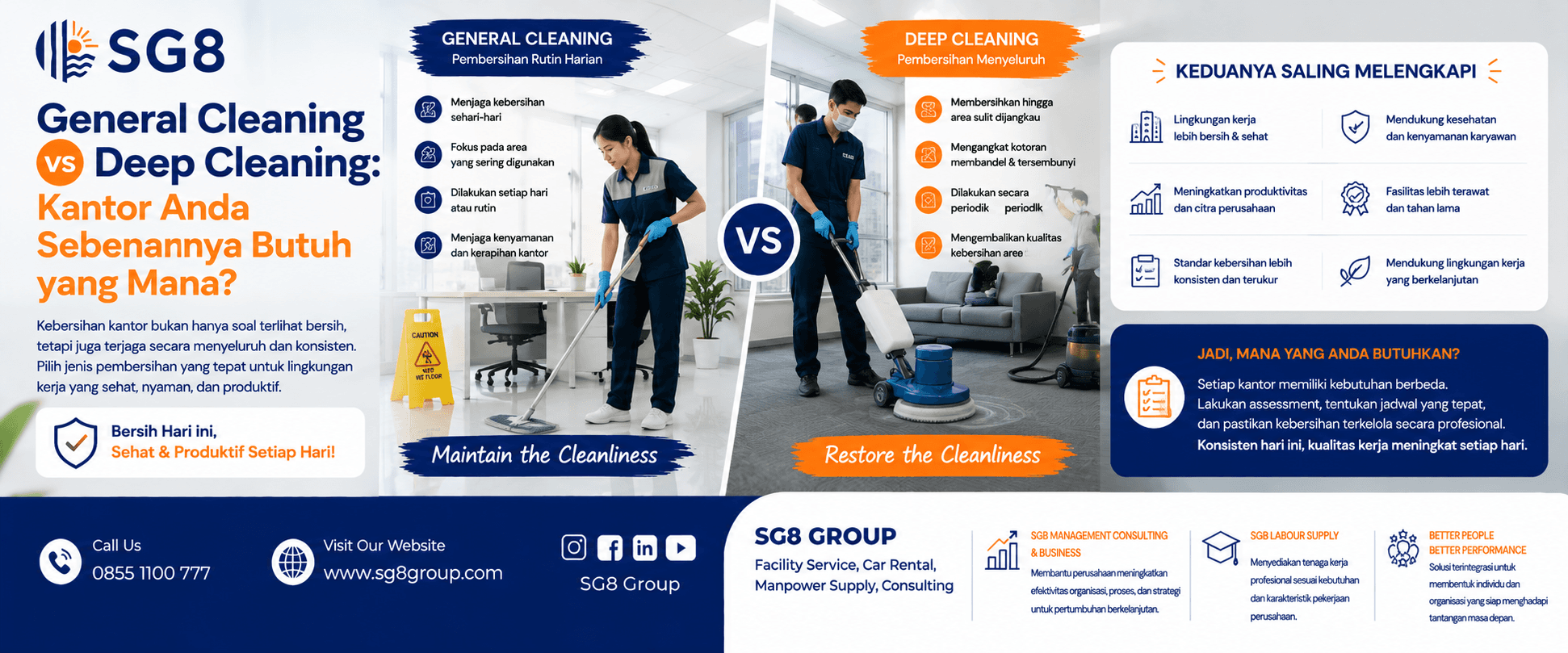General Cleaning vs Deep Cleaning: Kantor Anda Sebenarnya Butuh yang Mana?